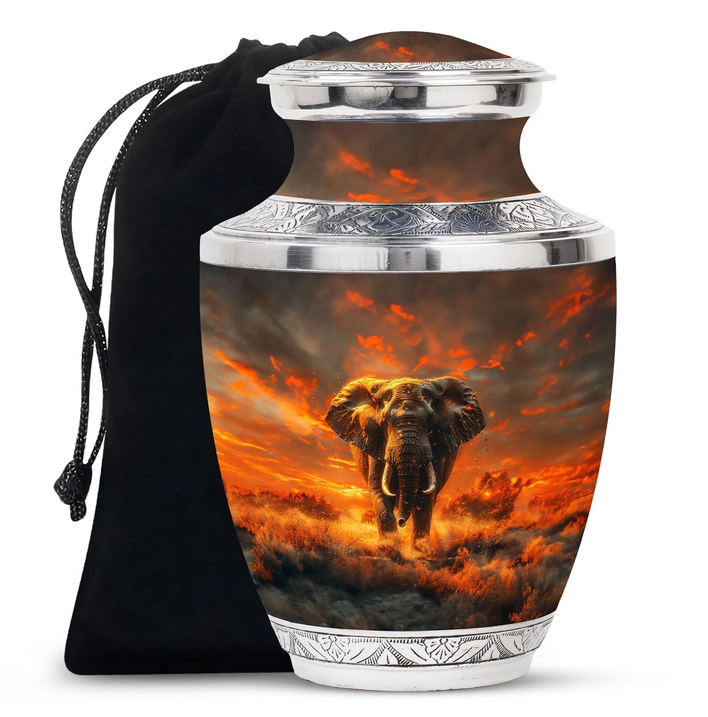 Elephant Theme Large Urn 10 Inch