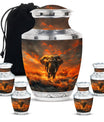 Elephant Theme Large Urn With 4 Keepsake Urn