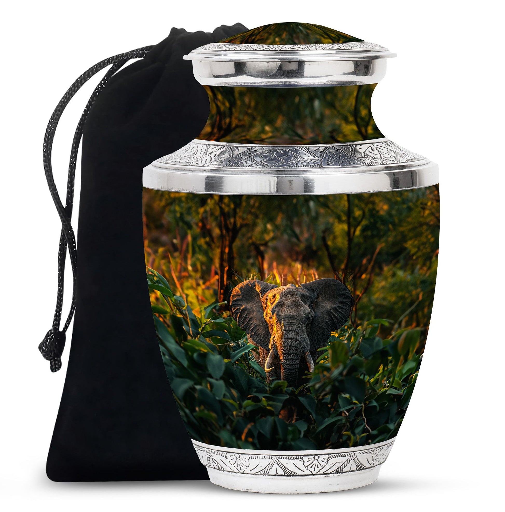 Elephant Theme Large Urn 10 Inch
