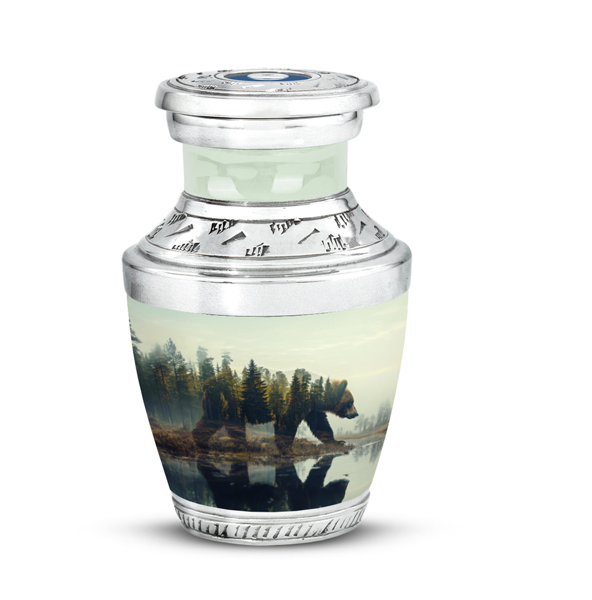 Bear Urn for Human Ashes, Bear Walking Through Forest By Water, Cremation Urn