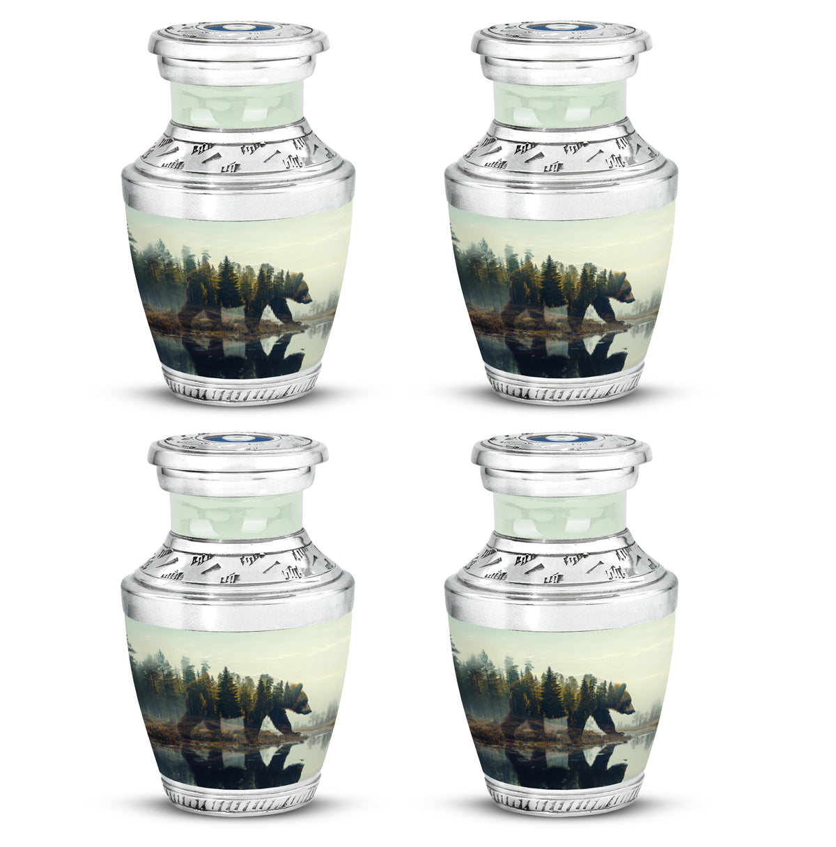 Bear Urn for Human Ashes, Bear Walking Through Forest By Water, Cremation Urn