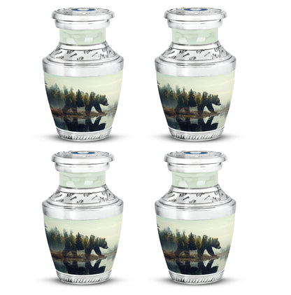 Bear Urn for Human Ashes, Bear Walking Through Forest By Water, Cremation Urn
