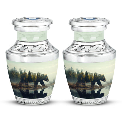 Bear Urn for Human Ashes, Bear Walking Through Forest By Water, Cremation Urn