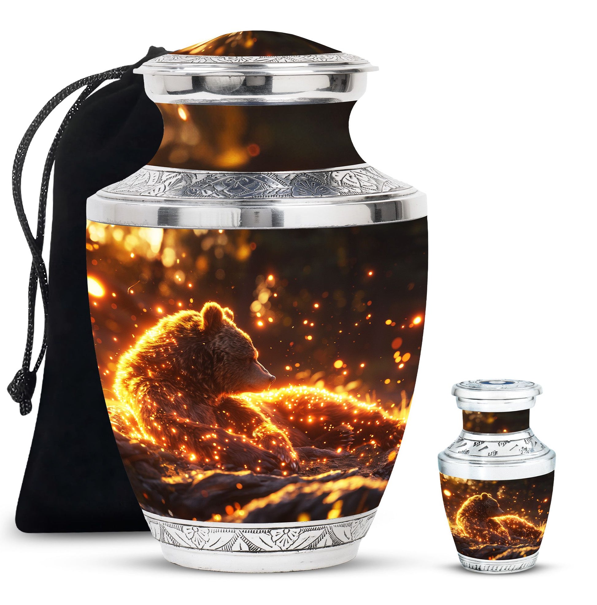 Bear Theme Large Urn With 1 Keepsake Urn