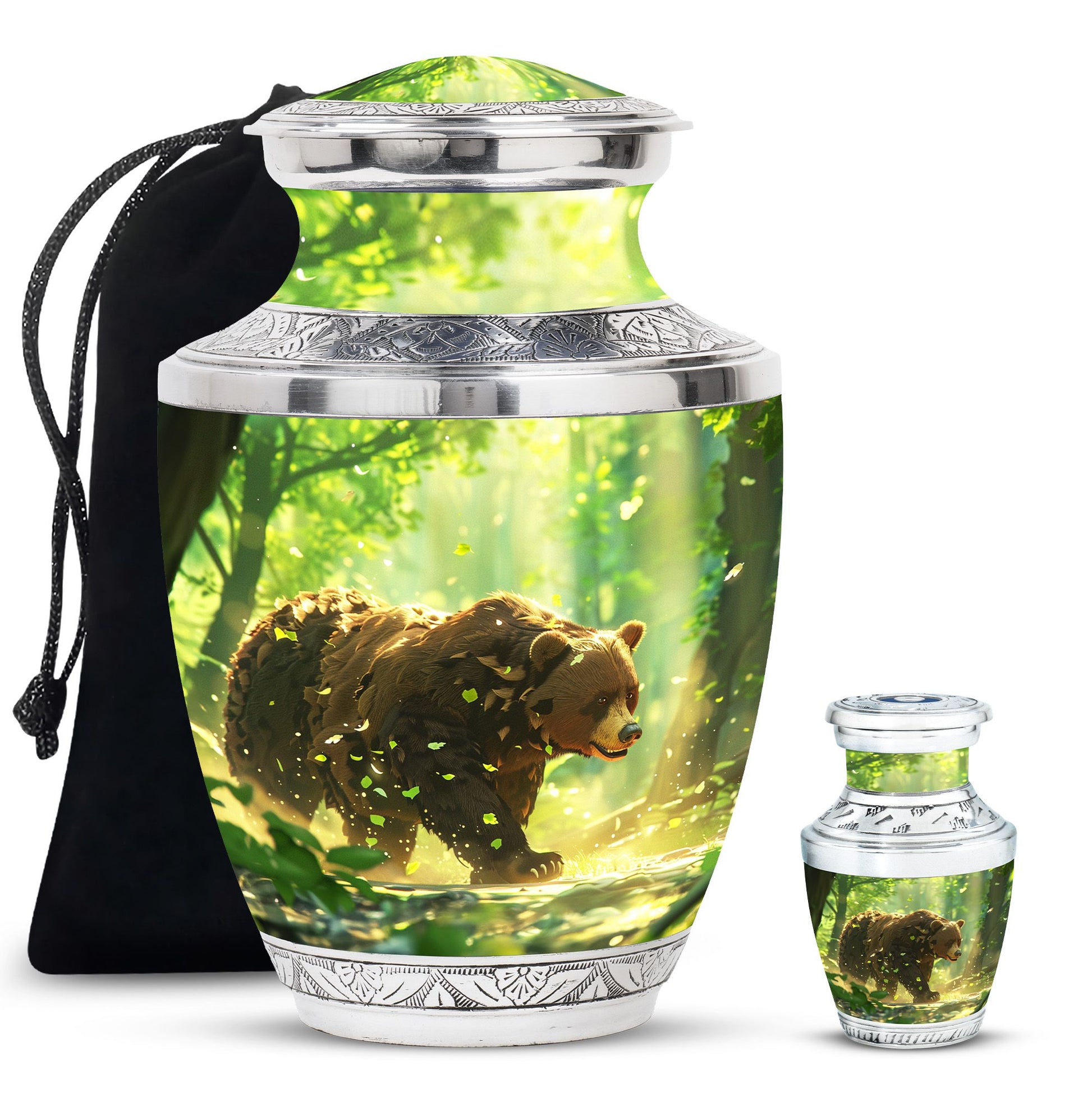 Bear Theme Large Urn With 1 Keepsake Urn