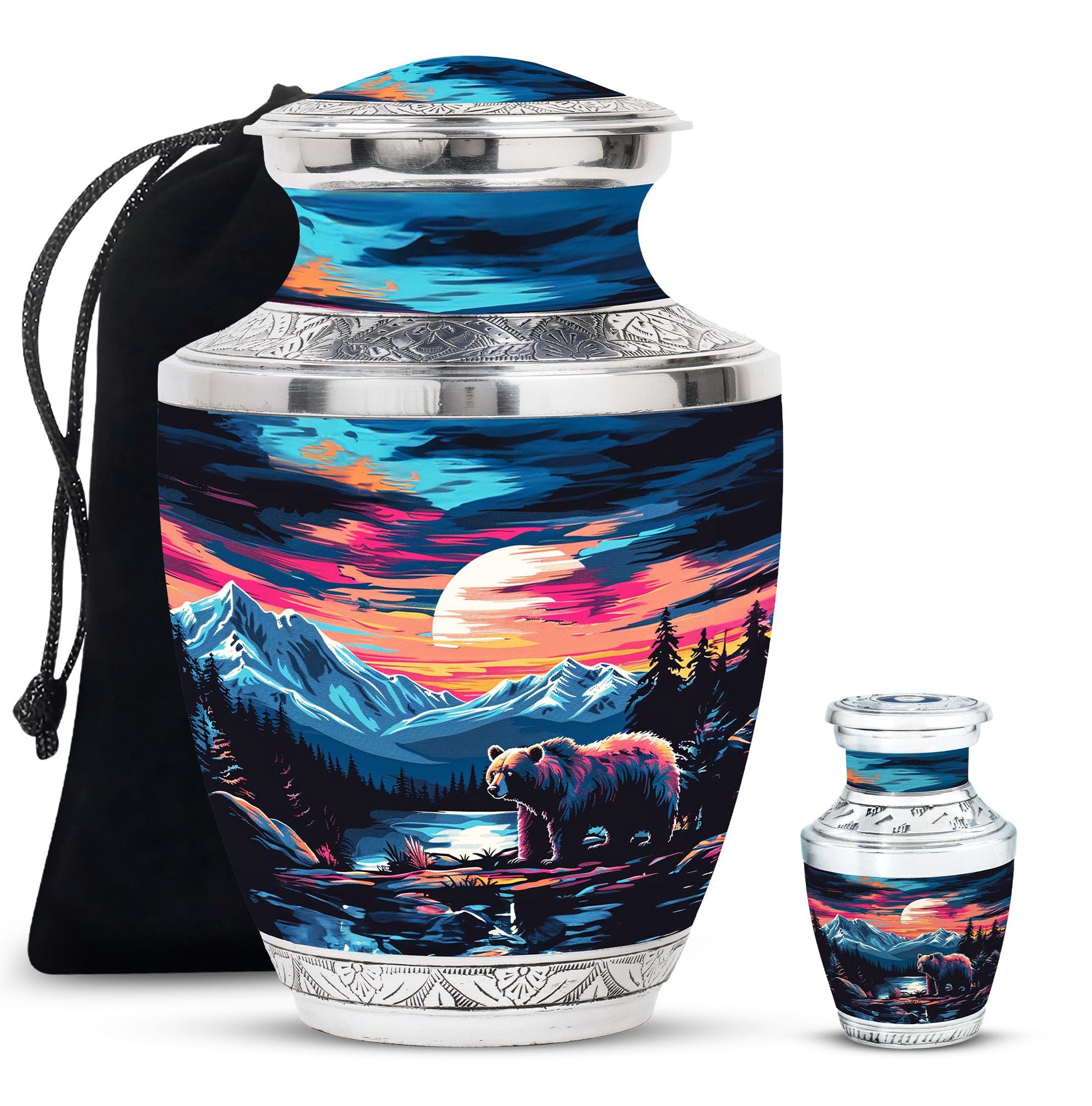Bear Theme Large Urn With 1 Keepsake Urn