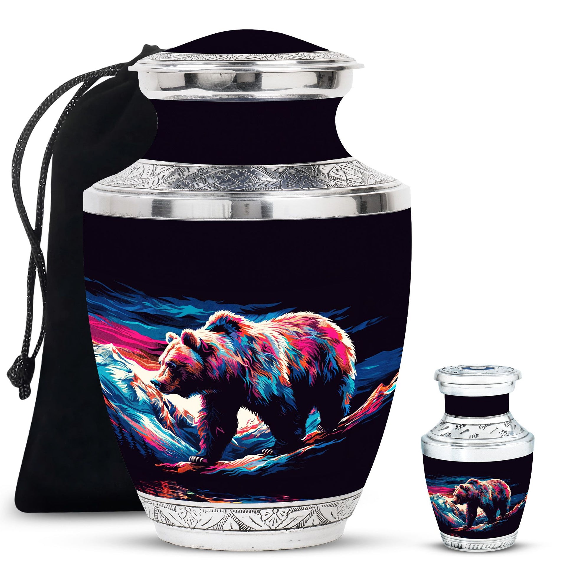 Bear Theme Large Urn With 1 Keepsake Urn