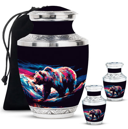 Bear Theme Large Urn With 2 Keepsake Urn