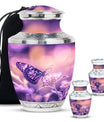 Butterfly Theme Large Urn With 2 Keepsake Urn