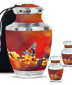 Butterfly Theme Large Urn With 2 Keepsake Urn