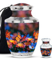 Butterfly Theme Large Urn With 1 Keepsake Urn