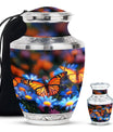 Butterfly Theme Large Urn With 1 Keepsake Urn