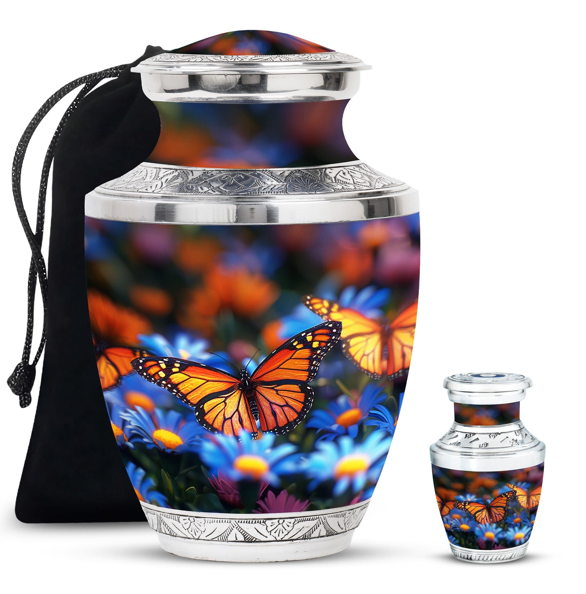 Butterfly Theme Large Urn With 1 Keepsake Urn