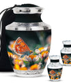 Butterfly Theme Large Urn With 2 Keepsake Urn