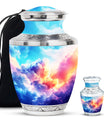 Clouds Theme Large Urn With 1 Keepsake Urn