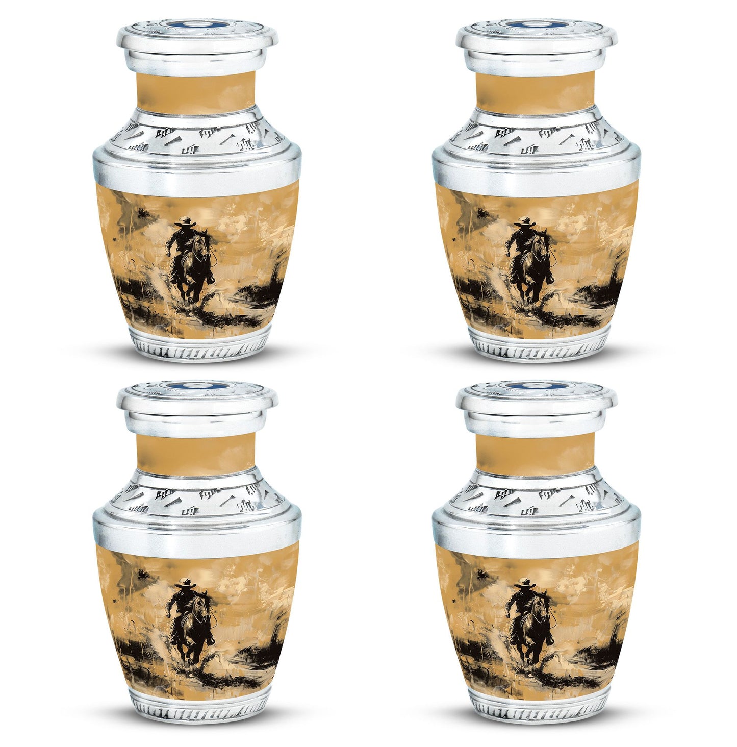 Cowboy Theme 3 Inch Keepsake Pack of 4