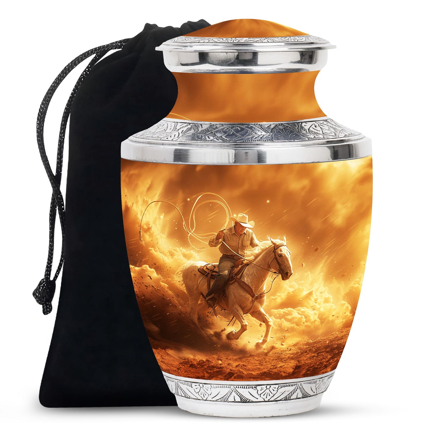 Cowboy Theme Large Urn 10 Inch