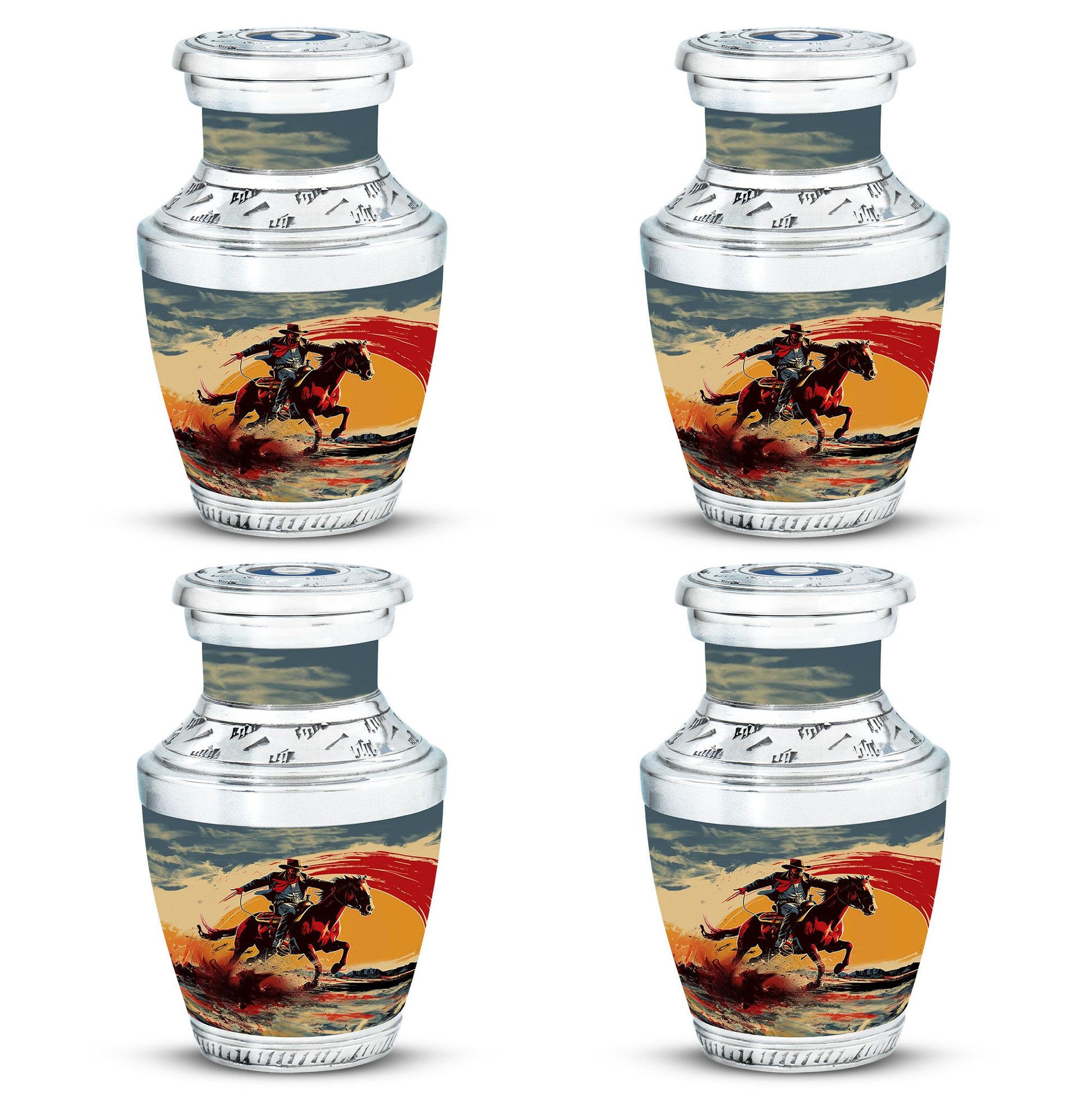 Cowboy Theme 3 Inch Keepsake Pack of 4