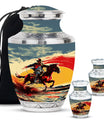 Cowboy Theme Large Urn With 2 Keepsake Urn