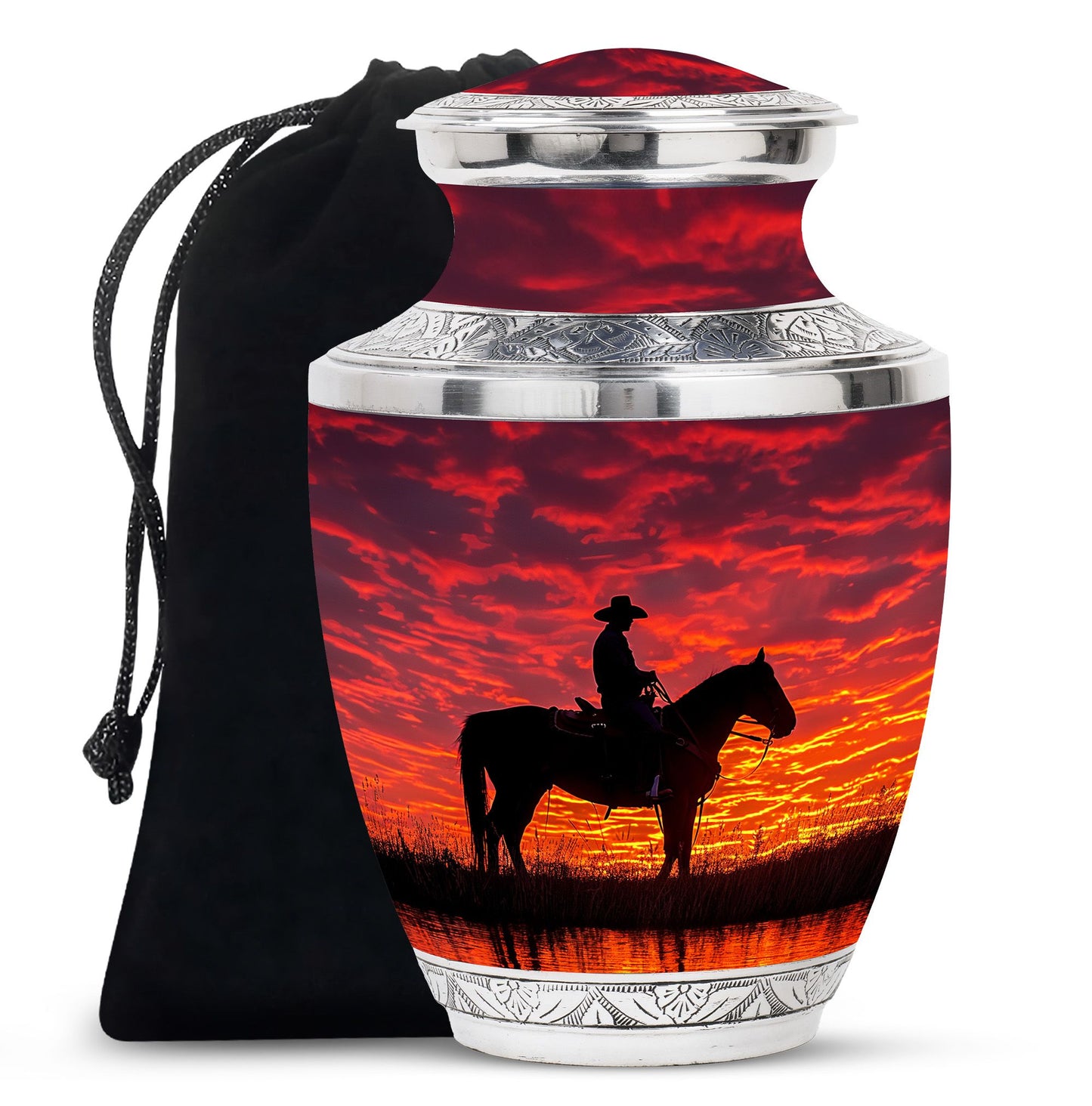 Cowboy Theme Large Urn 10 Inch