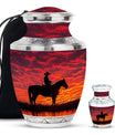 Cowboy Theme Large Urn With 1 Keepsake Urn