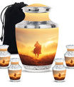 Cowboy Theme Large Urn With 4 Keepsake Urn
