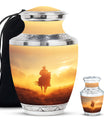 Cowboy Theme Large Urn With 1 Keepsake Urn