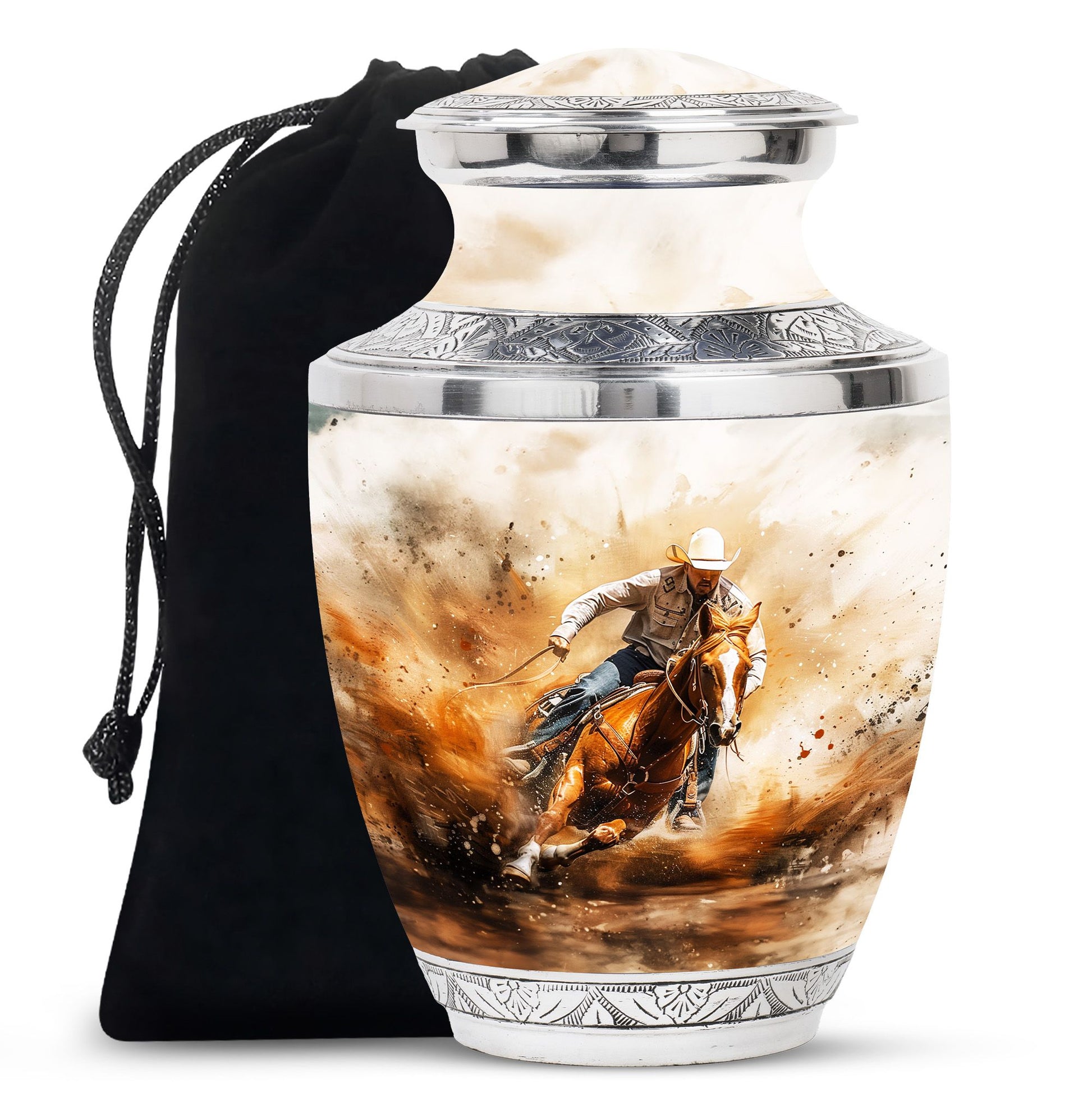 Cowboy Theme Large Urn 10 Inch