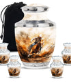 Cowboy Theme Large Urn With 4 Keepsake Urn