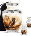 Cowboy Theme Large Urn With 2 Keepsake Urn