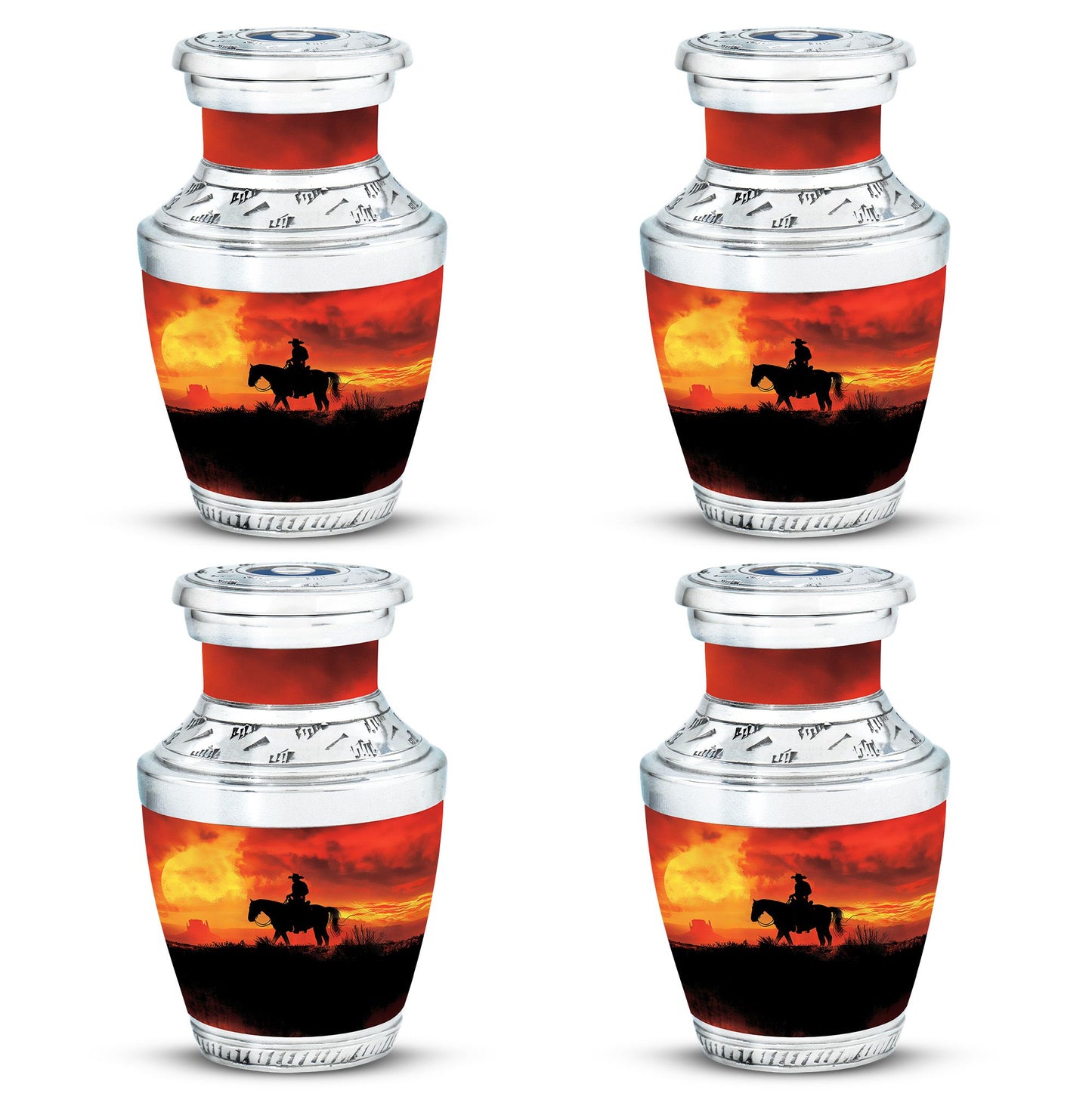 Cowboy Theme 3 Inch Keepsake Pack of 4