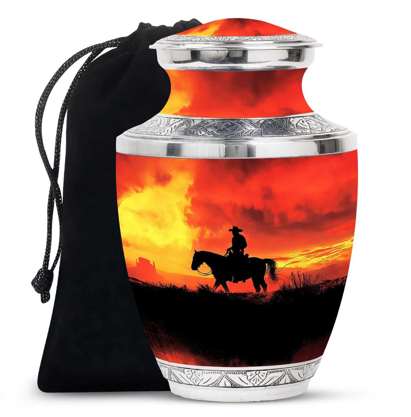 Cowboy Theme Large Urn 10 Inch