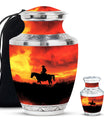 Cowboy Theme Large Urn With 1 Keepsake Urn