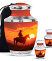 Cowboy Theme Large Urn With 2 Keepsake Urn