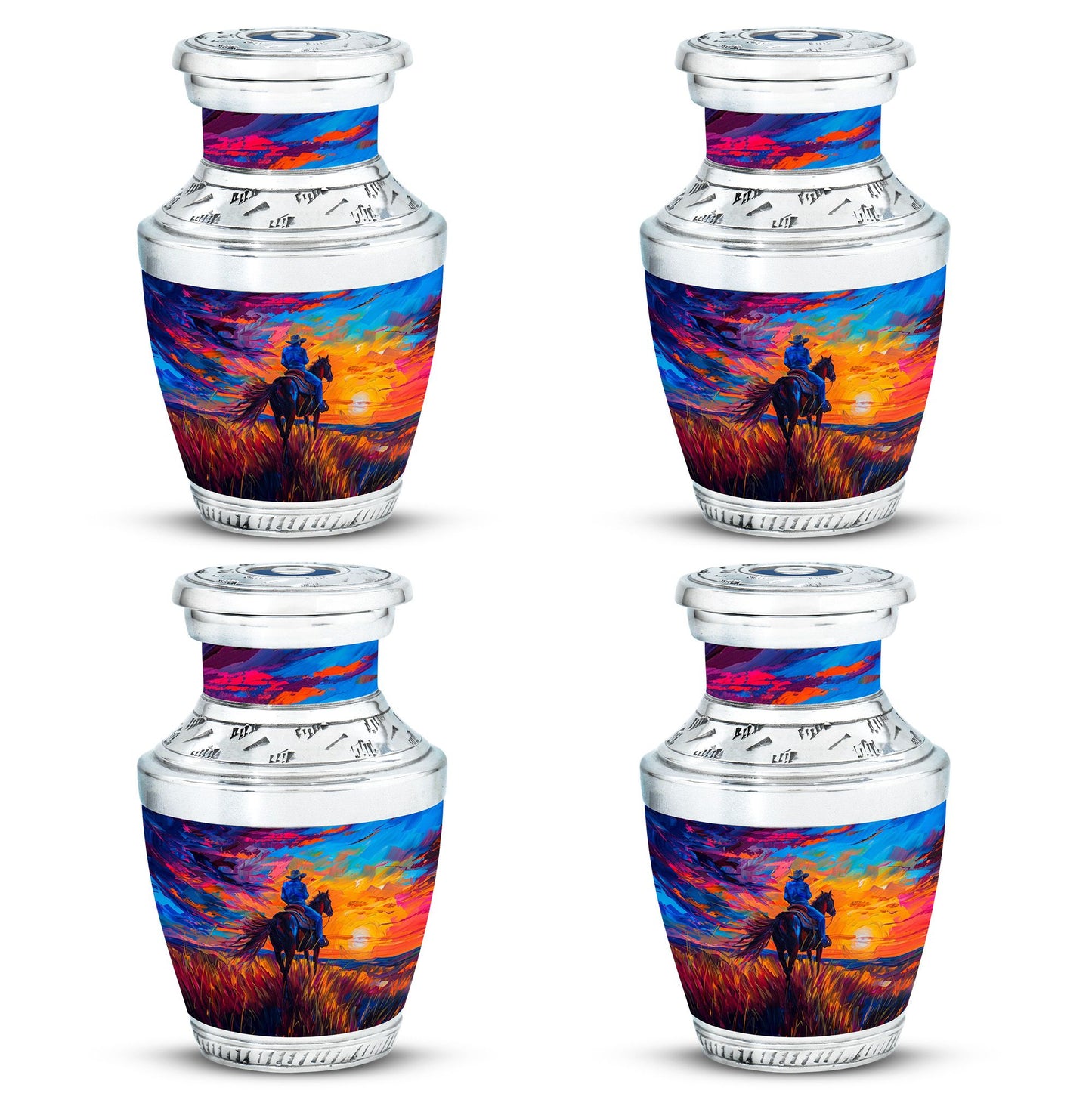 Cowboy Theme 3 Inch Keepsake Pack of 4