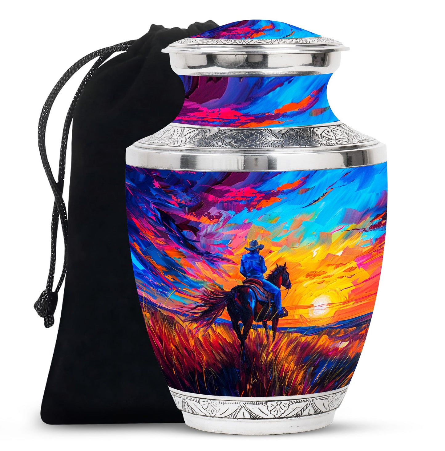 Cowboy Theme Large Urn 10 Inch