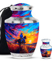 Cowboy Theme Large Urn With 1 Keepsake Urn