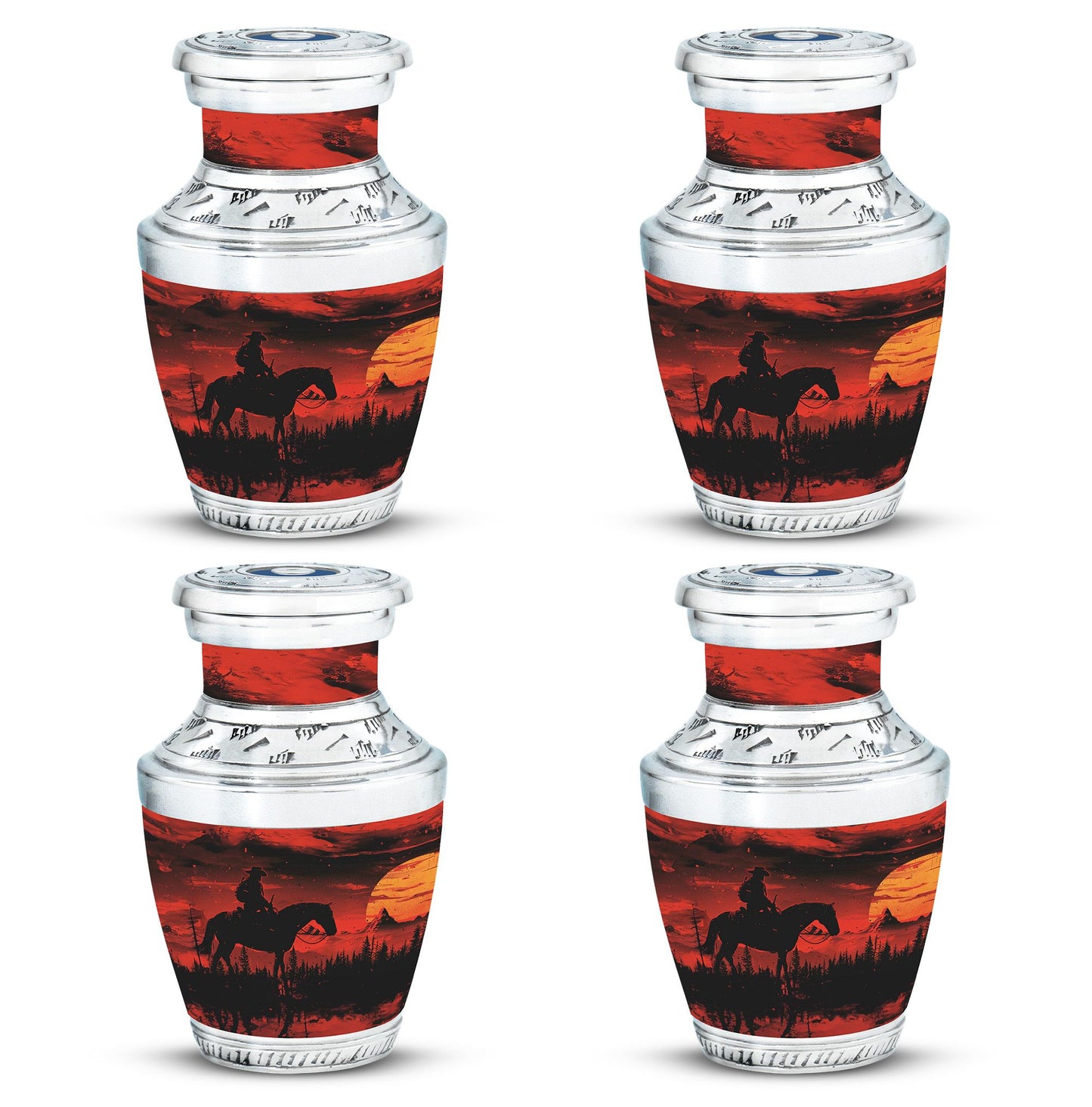 Cowboy Theme 3 Inch Keepsake Pack of 4