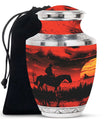 Large Cowboy Cremation Urn for Adult Ashes - Red Cowboy Cremation Keepsakes For Ashes