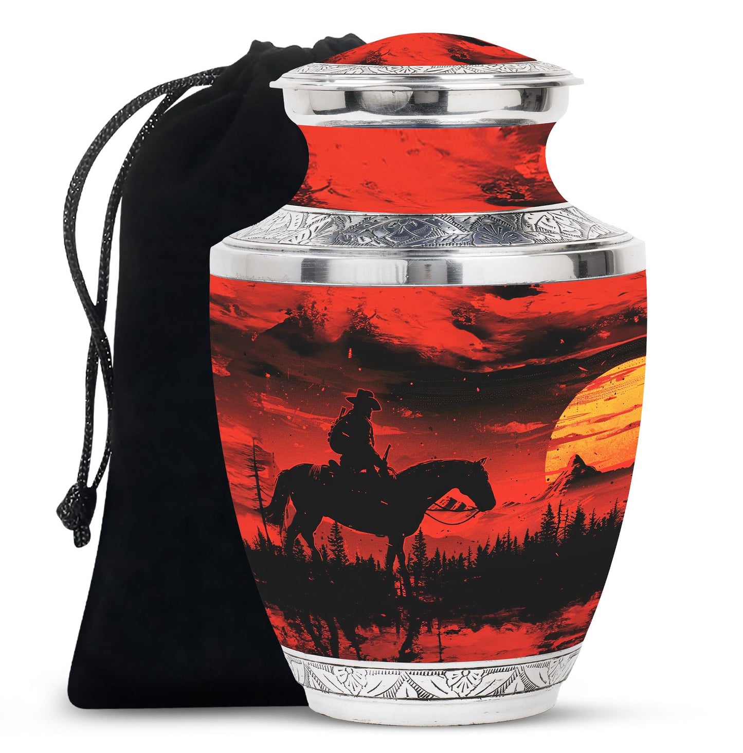 Cowboy Theme Large Urn 10 Inch