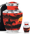 Cowboy Theme Large Urn With 1 Keepsake Urn