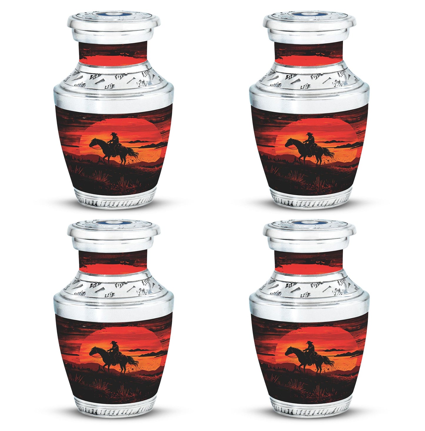 Cowboy Theme 3 Inch Keepsake Pack of 4