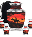 Cowboy Theme Large Urn With 4 Keepsake Urn