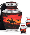 Cowboy Theme Large Urn With 2 Keepsake Urn