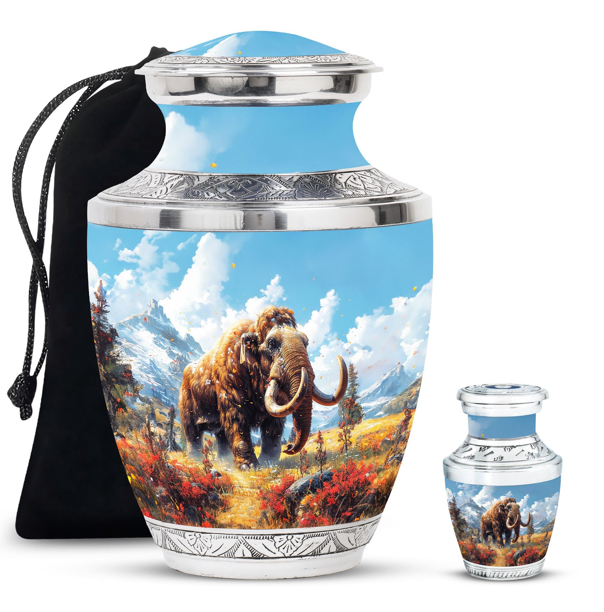 Mamoth Theme Large Urn With 1 Keepsake Urn
