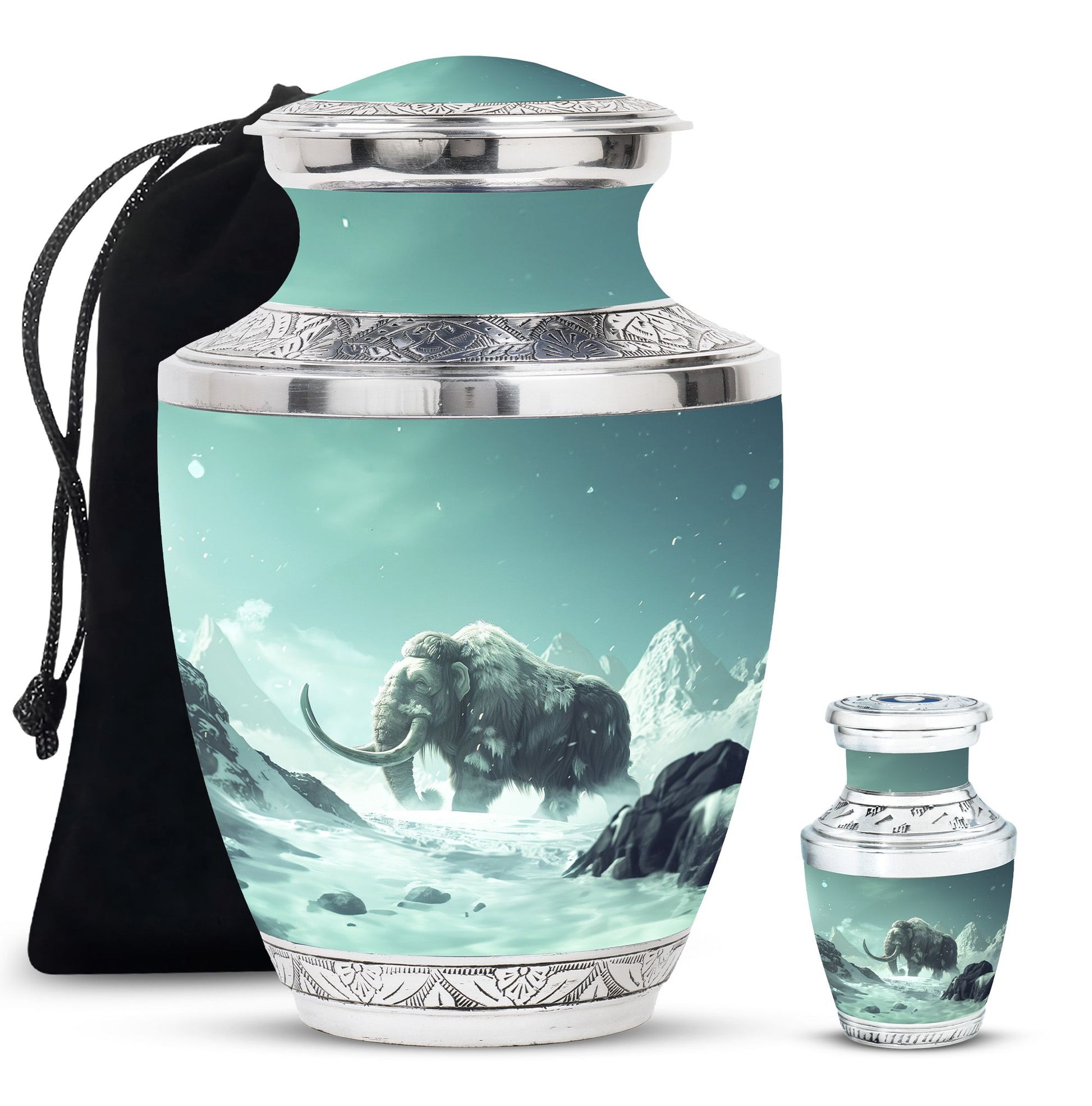 Mamoth Theme Large Urn With 1 Keepsake Urn
