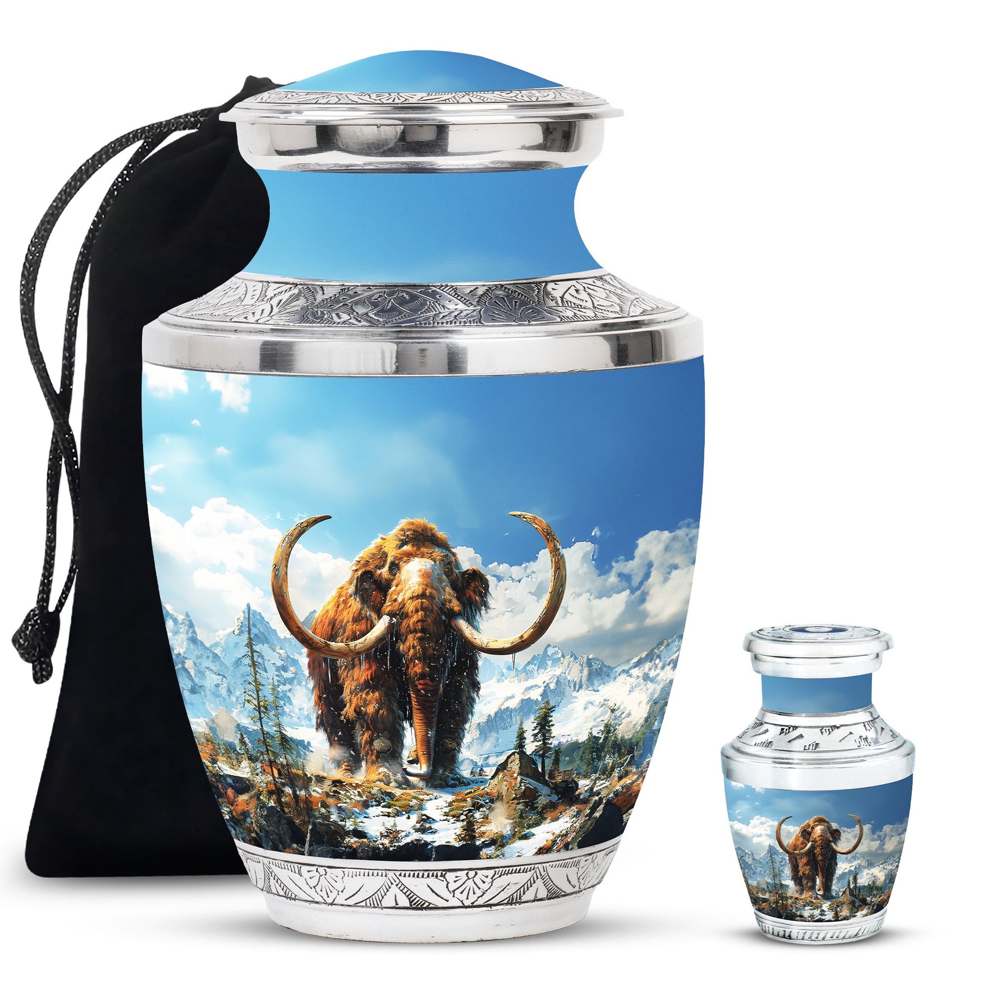 Mamoth Theme Large Urn With 1 Keepsake Urn