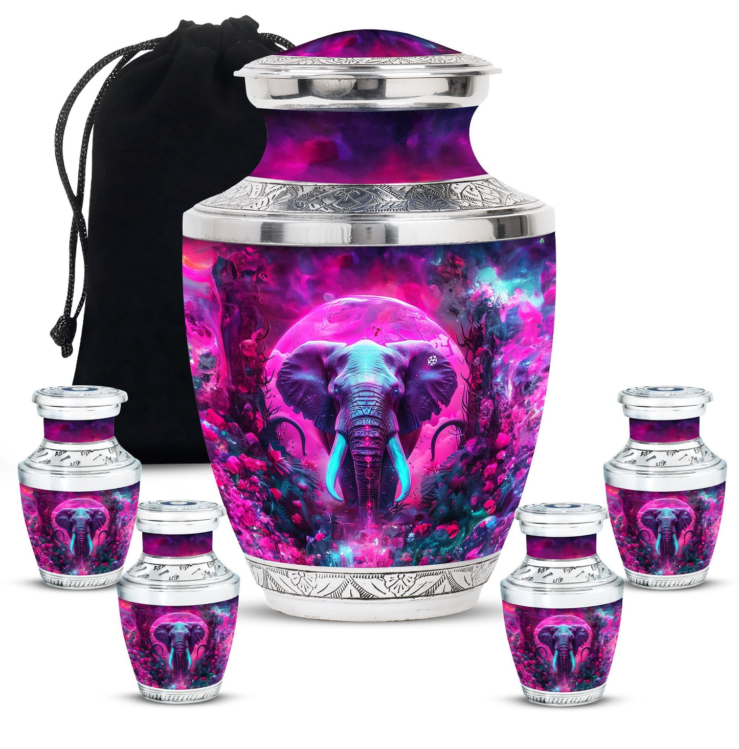 Mamoth Theme Large Urn With 4 Keepsake Urn