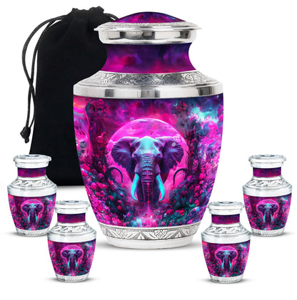 Mamoth Theme Large Urn With 4 Keepsake Urn
