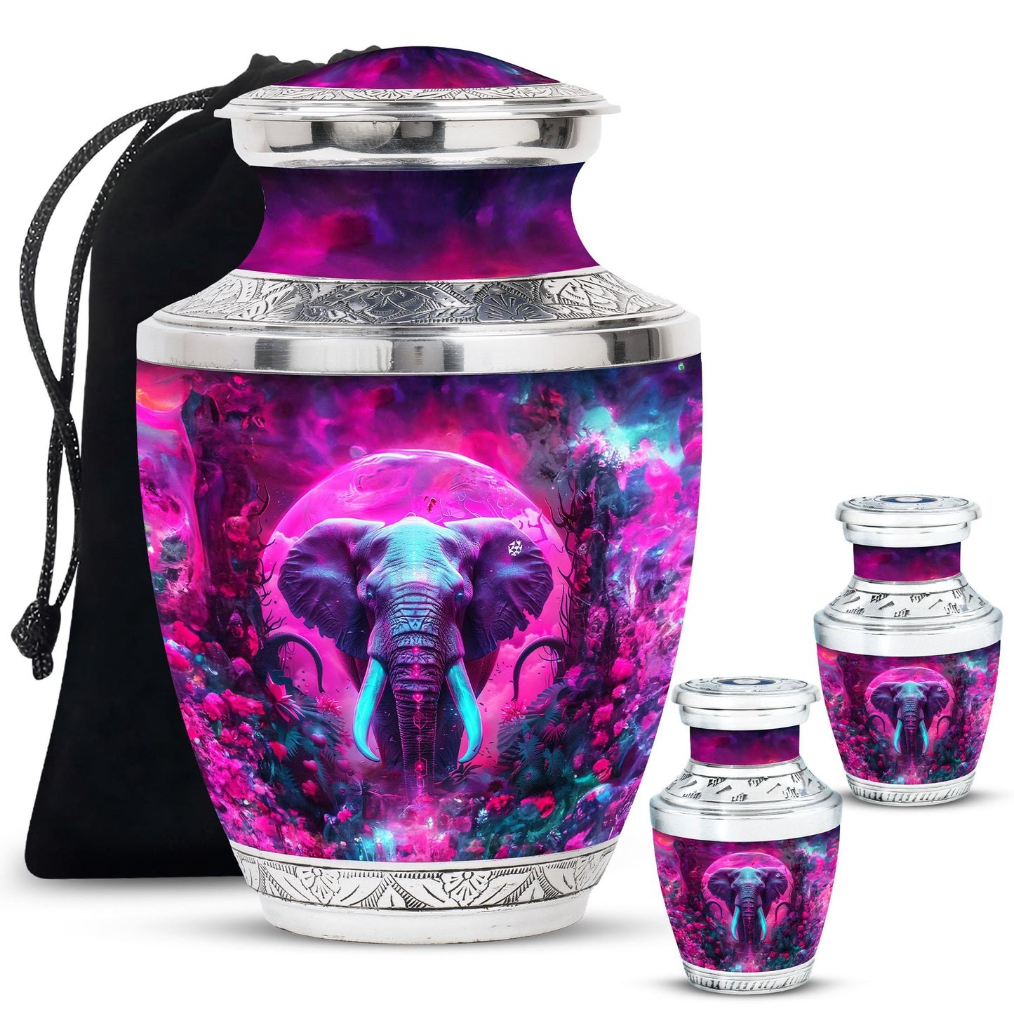 Mamoth Theme Large Urn With 2 Keepsake Urn